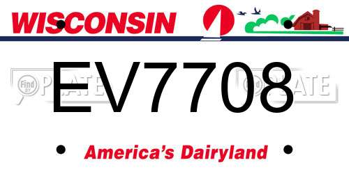 EV7708 Wisconsin License Plate