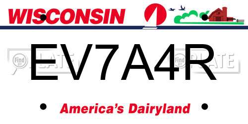 EV7A4R Wisconsin License Plate