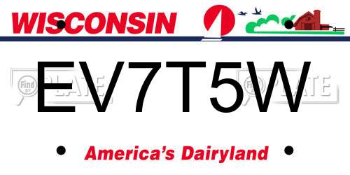 EV7T5W Wisconsin License Plate