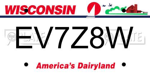 EV7Z8W Wisconsin License Plate