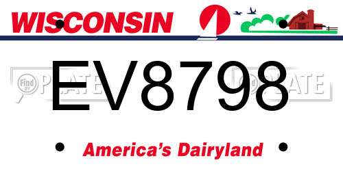 EV8798 Wisconsin License Plate