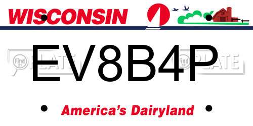 EV8B4P Wisconsin License Plate