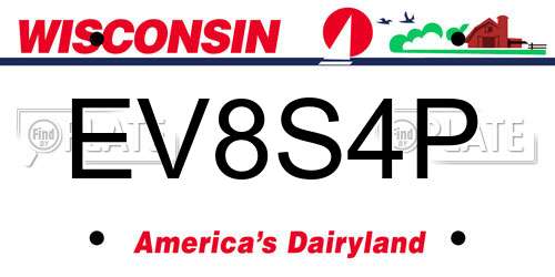 EV8S4P Wisconsin License Plate