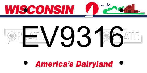 EV9316 Wisconsin License Plate
