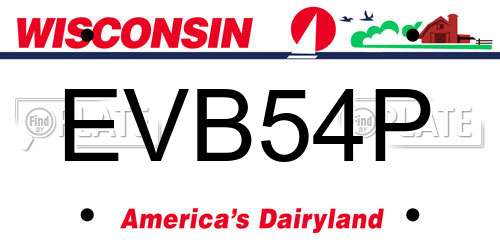 EVB54P Wisconsin License Plate
