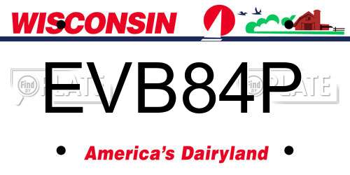EVB84P Wisconsin License Plate