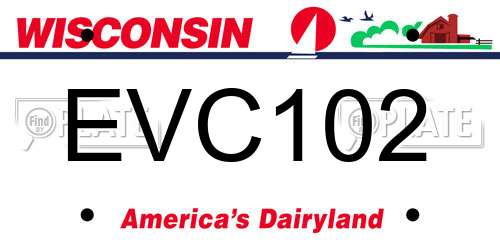 EVC102 Wisconsin License Plate