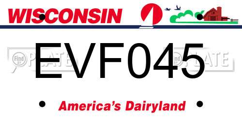 EVF045 Wisconsin License Plate