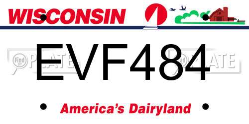 EVF484 Wisconsin License Plate
