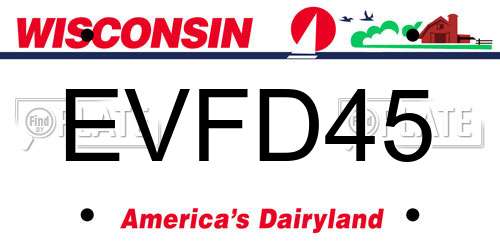 EVFD45 Wisconsin License Plate