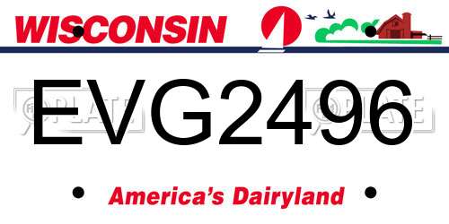 EVG2496 Wisconsin License Plate