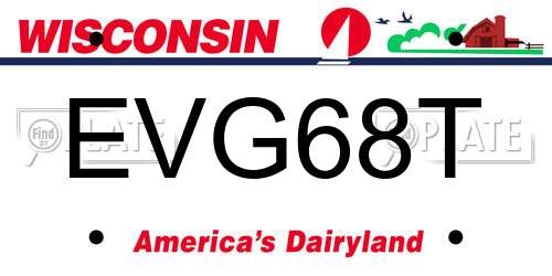 EVG68T Wisconsin License Plate