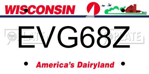EVG68Z Wisconsin License Plate