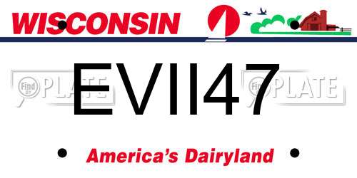 EVII47 Wisconsin License Plate