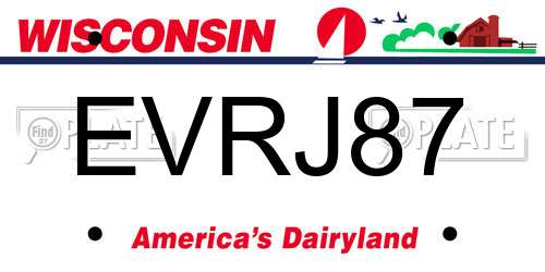 EVRJ87 Wisconsin License Plate
