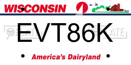 EVT86K Wisconsin License Plate