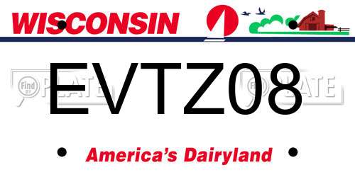 EVTZ08 Wisconsin License Plate