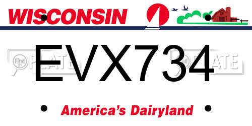 EVX734 Wisconsin License Plate