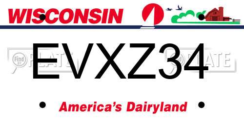 EVXZ34 Wisconsin License Plate