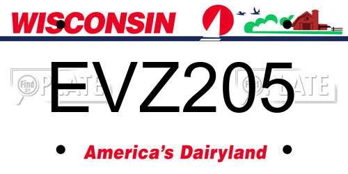 EVZ205 Wisconsin License Plate