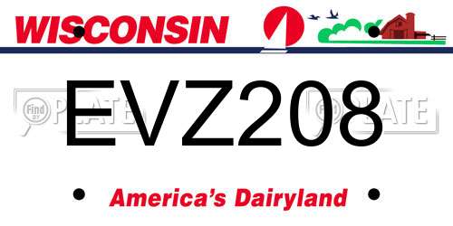 EVZ208 Wisconsin License Plate