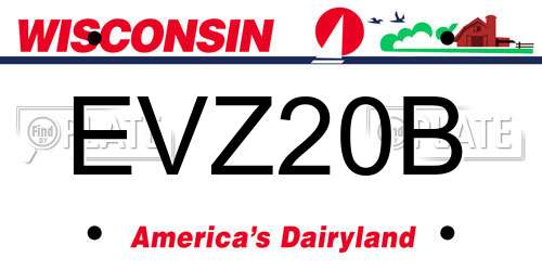 EVZ20B Wisconsin License Plate