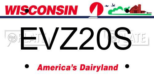 EVZ20S Wisconsin License Plate