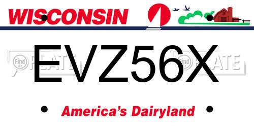 EVZ56X Wisconsin License Plate