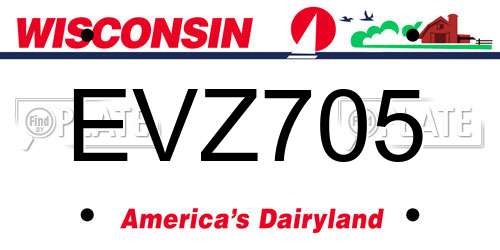 EVZ705 Wisconsin License Plate