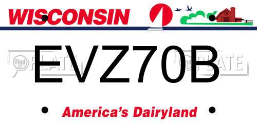 EVZ70B Wisconsin License Plate