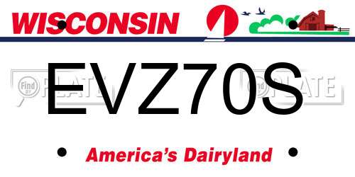 EVZ70S Wisconsin License Plate