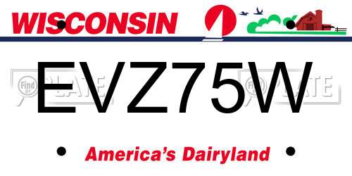 EVZ75W Wisconsin License Plate