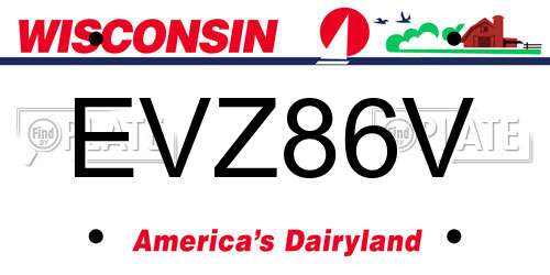 EVZ86V Wisconsin License Plate