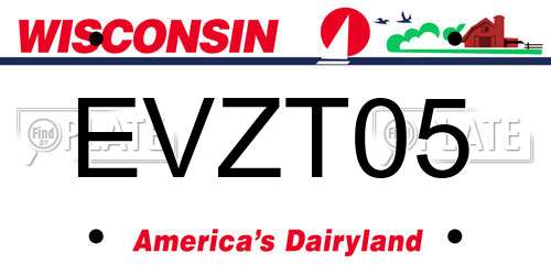 EVZT05 Wisconsin License Plate