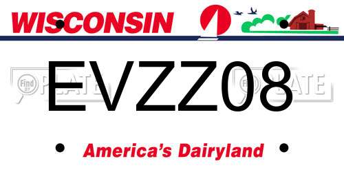 EVZZ08 Wisconsin License Plate