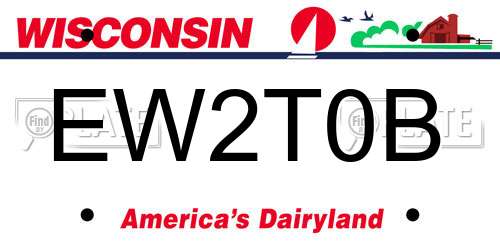 EW2T0B Wisconsin License Plate
