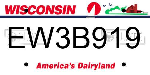 EW3B919 Wisconsin License Plate