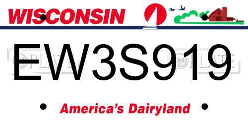 EW3S919 Wisconsin License Plate