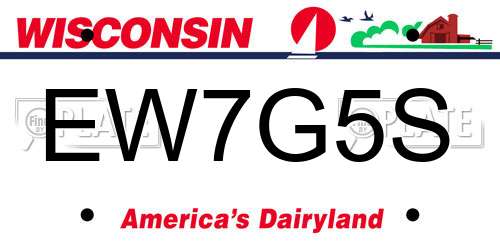EW7G5S Wisconsin License Plate