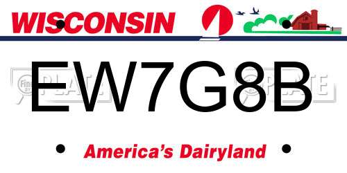 EW7G8B Wisconsin License Plate