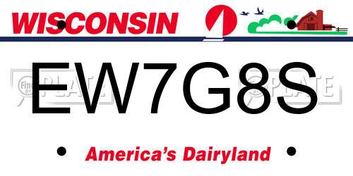 EW7G8S Wisconsin License Plate