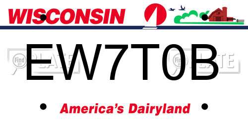EW7T0B Wisconsin License Plate