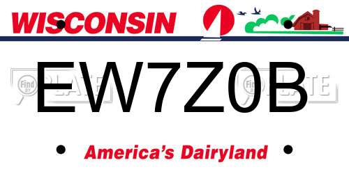 EW7Z0B Wisconsin License Plate