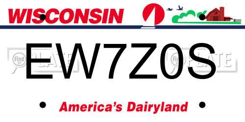 EW7Z0S Wisconsin License Plate