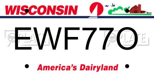 EWF77O Wisconsin License Plate