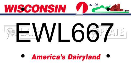 EWL667 Wisconsin License Plate