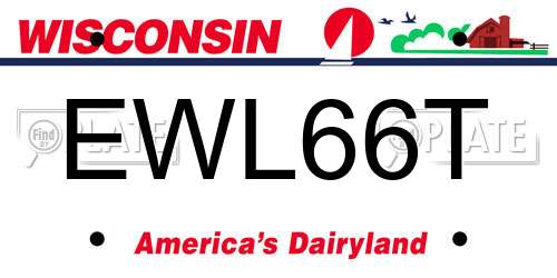 EWL66T Wisconsin License Plate