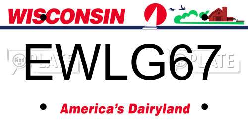 EWLG67 Wisconsin License Plate