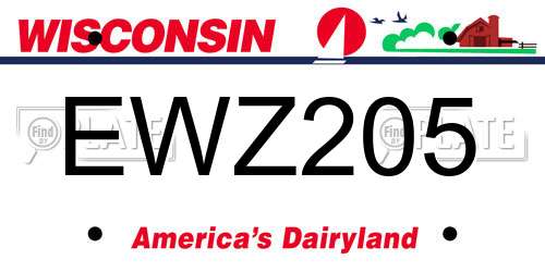 EWZ205 Wisconsin License Plate