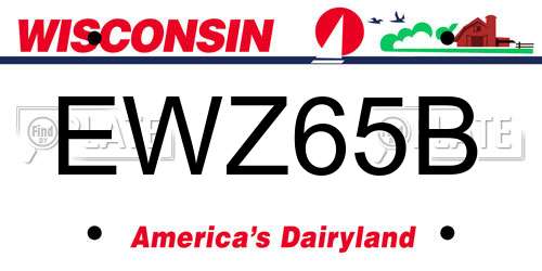 EWZ65B Wisconsin License Plate